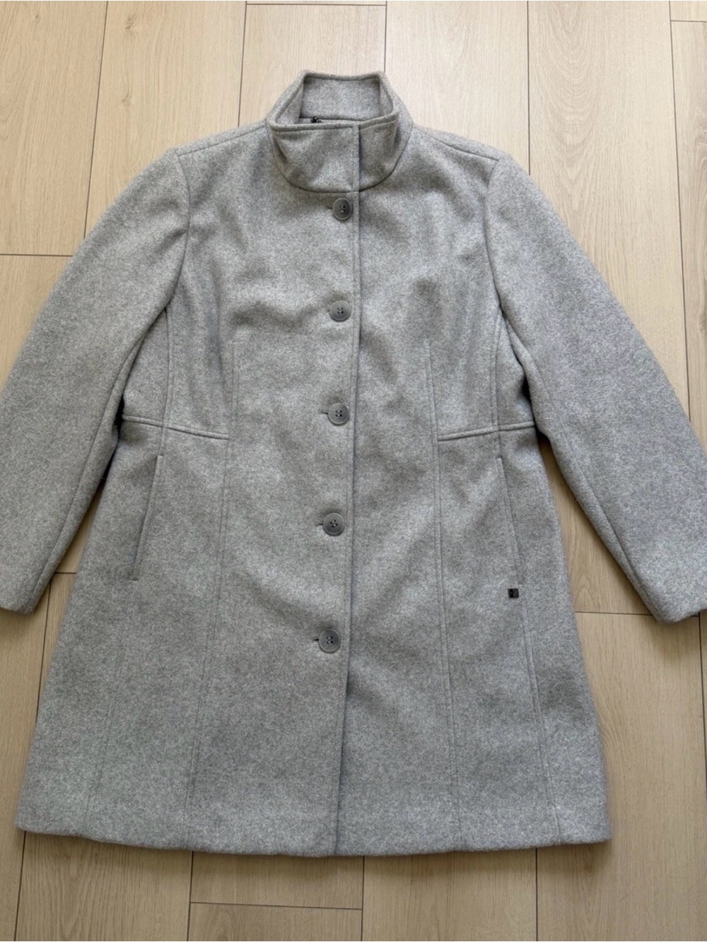 Calvin Klein Gray Button Mid-Length Overcoat Women's Lined Pockets XL Regular